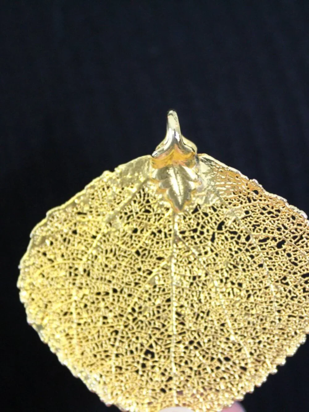 Gold Aspen Leaf Pendant Real Leaf‎ Style Statement Pendant 1.75”